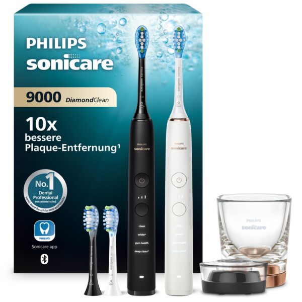 Philips Sonicare DiamondClean 9000 Doppelpack – Schallzahnbürste mit App & Drucksensor