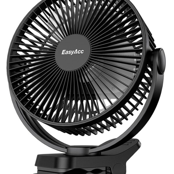 EasyAcc 10000mAh Clip-Ventilator 20cm – 37h Laufzeit mit Powerbank-Funktion & 5 Geschwindigkeiten