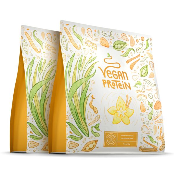 Alpha Foods Vegan Protein Pulver 1200g – 22g Protein pro Portion, Vanille