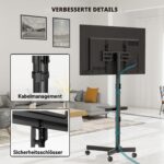 BONTEC TV Ständer rollbar 24-60 Zoll – Höhenverstellbar, neigbar & mobil mit Medienablage – Bild 8