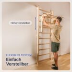 gurkler Sprossenwand Holz mit Klimmzugstange & Dip Extension – Trainingsgerät für Erwachsene & Kinder – Bild 3