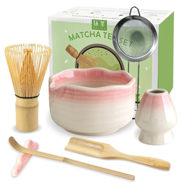 JBER Matcha Set 7-teilig – Bambus Whisk & Keramikschale für authentische japanische Teezeremonie