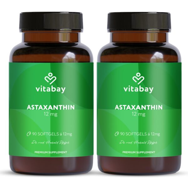 Vitabay Astaxanthin 12 mg – 180 vegane Softgel-Kapseln, laborgeprüft & natürlich