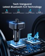 LENCENT Bluetooth 5.4 FM Transmitter 48W – Kabelloser Auto Adapter mit Schnellladen & Freisprechanlage – Bild 2