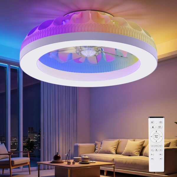 Ateroll Deckenventilator Ø48cm mit RGB-Beleuchtung – 6 Windsstufen, dimmbar, Fernbedienung