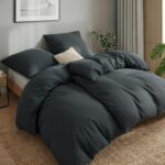 RUIKASI Bettwäsche 135x200 4teilig Anthrazit – Mikrofaser Set mit Reissverschluss – Bild 3