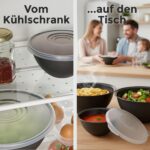 Hausfelder Salatschüssel Set 8-tlg. – 4 Kunststoffschüsseln mit Deckel & Tragegriff – Bild 4