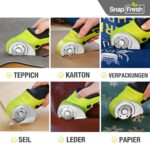 SnapFresh Elektrischer Kartonschneider 4V kabellos – Selbstschärfende Rundklingen für Karton & Pappe – Bild 4