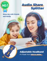 iClever Kinder Kopfhörer 2er Pack – Sichere 85dB Lautstärke mit Sharing Splitter – Bild 2