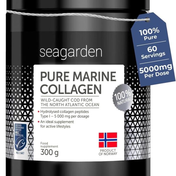 SEAGARDEN Marine Collagen Pulver 300g – Typ 1 Fischkollagen aus Wildkabeljau für Haut & Gelenke