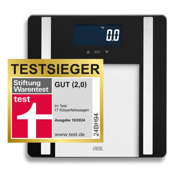 ADE Ines Digitale Körperanalysewaage bis 200 kg – Testsieger 2024 mit 7 Körperwerten