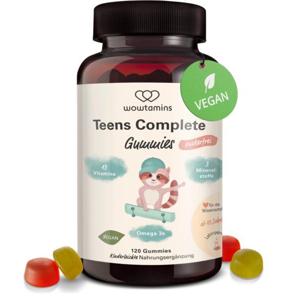 wowtamins Teens Complete – Multivitamin Gummies zuckerfrei für Jugendliche (30 Tage)