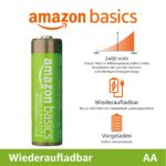 Amazon Basics 24er-Pack AA-NiMH Batterien 2400 mAh – Wiederaufladbar bis 400x – Bild 2