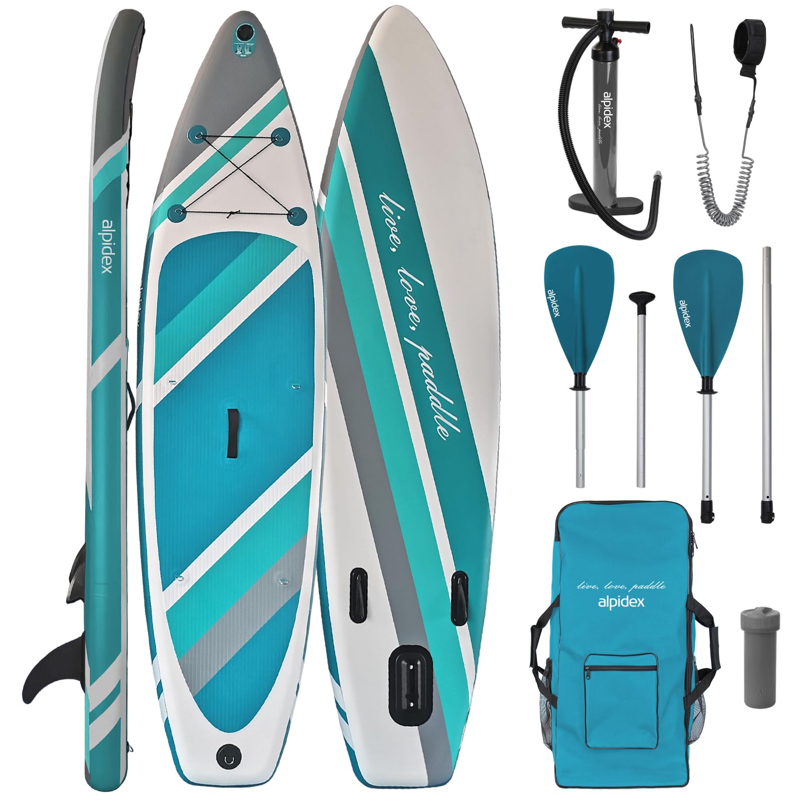 71McjKrImtL._SY1600_.jpg ALPIDEX SUP Board 320x76x15cm bis 200kg – Aufblasbares Stand-Up-Paddling Set für Anfänger – Bild 1