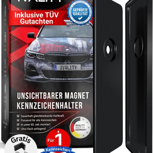 Ivality Magnetischer Kennzeichenhalter Rahmenlos – TÜV geprüft bis 350 km/h