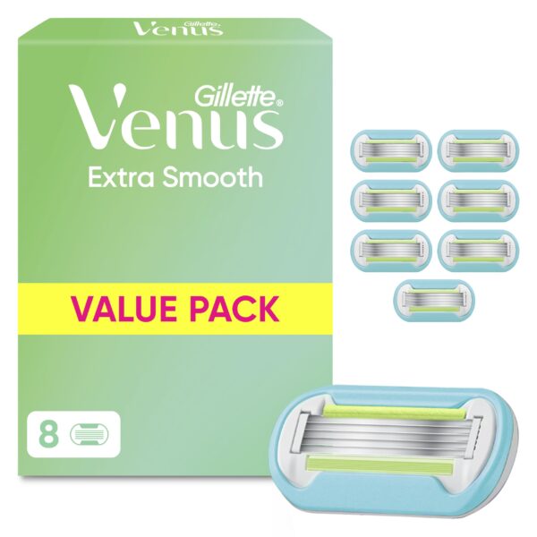 Gillette Venus Extra Smooth Rasierklingen für Damen – 8 Ersatzklingen mit 5 Klingen