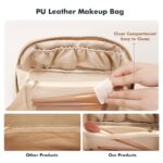 Prite Kosmetiktasche Grosse Kapazität M (23,5x12,5x12,5 cm) – Wasserdichte Reise-Schminktasche Beige – Bild 6