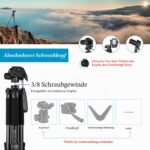 Victiv Kamera Stativ 52–185 cm mit abnehmbarem 3-Wege-Kopf – Aluminium Fotostativ für DSLR & Smartphone – Bild 4