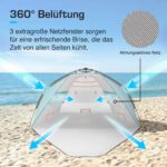Active Era Luxus Strandzelt XXL mit UV-Schutz LSF 50+ – Pop-Up Strandmuschel für 5 Personen – Bild 5