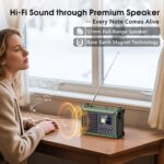 Mesqool Kurbelradio DAB+/UKW mit 12000mAh Akku & Solarpanel – Notfallradio mit Bluetooth – Bild 3