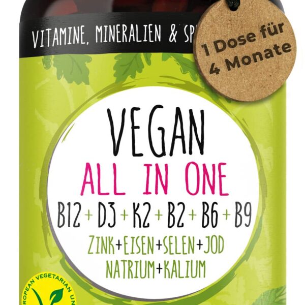 NatureCraft Vegan All-in-One – Multivitamin-Komplex mit 12 essentiellen Nährstoffen, 120 Kapseln