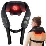 KNQZE 4D Shiatsu Nackenmassagegerät mit Graphenheizung & Wärme – Kabellos für Nacken, Schulter & Rücken