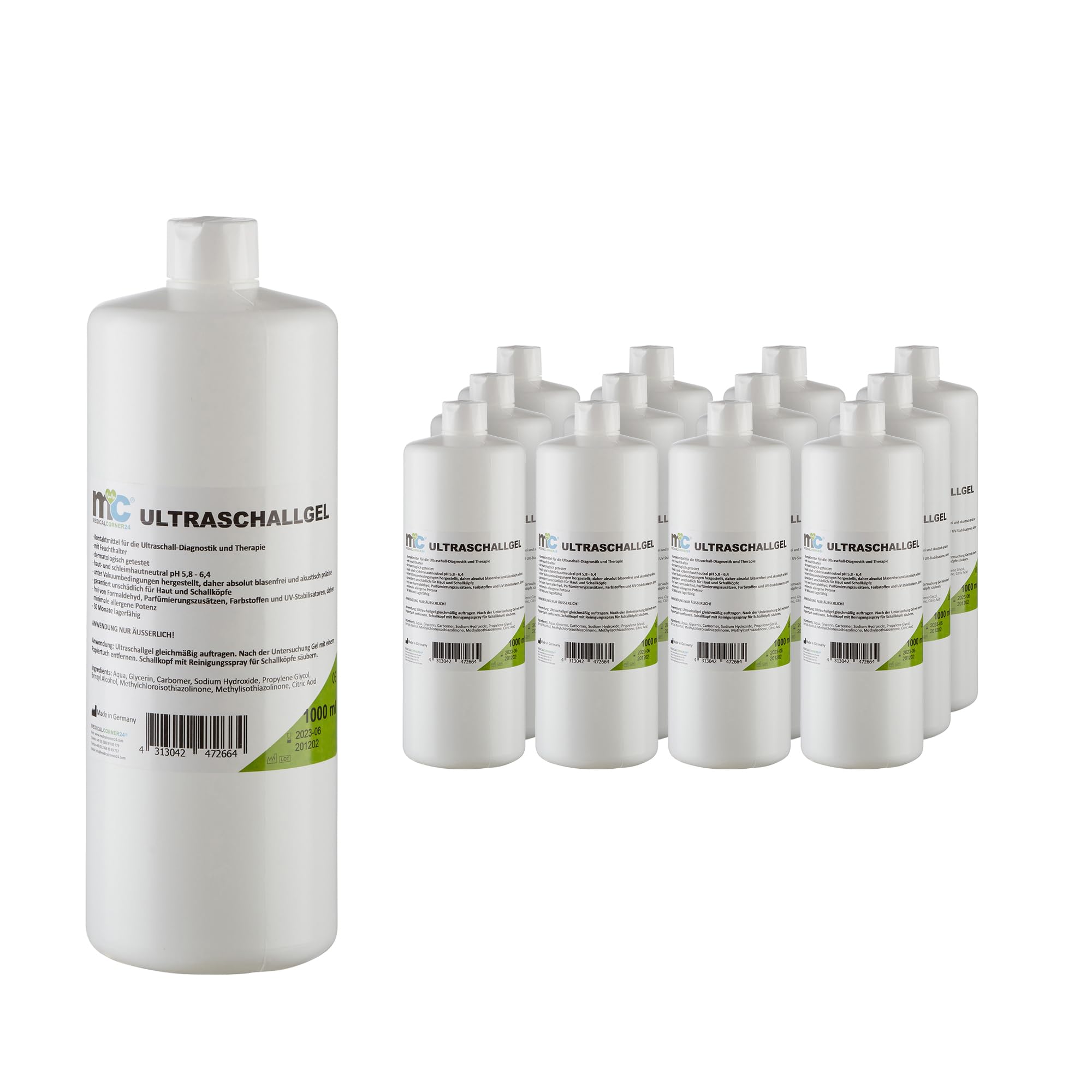 71OYN4IFZ0L._SY2000_.jpg Medicalcorner24 Ultraschallgel 12 x 1 Liter – Kontaktgel für störungsfreie Diagnose – Bild 1