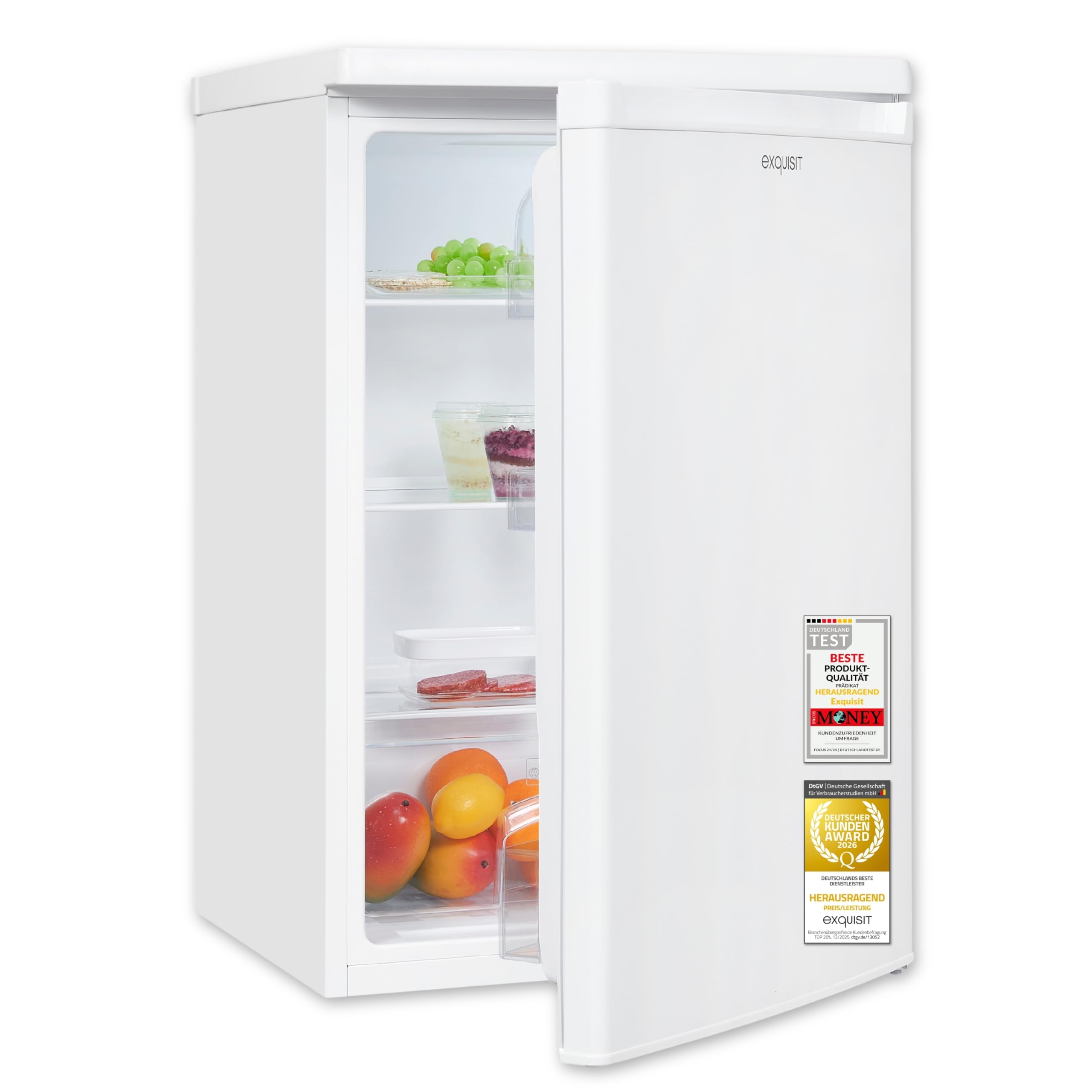 71OetbdrvxL._SY2560_.jpg Exquisit Vollraumkühlschrank 127 l – Energieklasse E, leiser Betrieb 39 dB für Haushalt & Büro – Bild 1