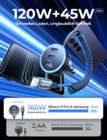 LISEN 90W USB-C Autoladegerät mit Spiralkabel – Schnellladen für bis zu 4 Geräte – Bild 2