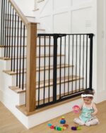 COMOMY Türschutzgitter 91,5cm Extra Hoch – Treppenschutzgitter ohne Bohren für Baby, Kinder & Haustiere