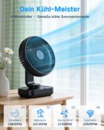 ArsMotin Akku-Tischventilator mit Oszillation – Leise 30 dB, 4500mAh, USB-C für Büro & Zuhause – Bild 2