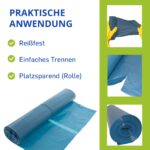 120L Müllsäcke Blau 250er-Pack 39my – Reissfeste Abfallsäcke für Haushalt & Gewerbe – Bild 5