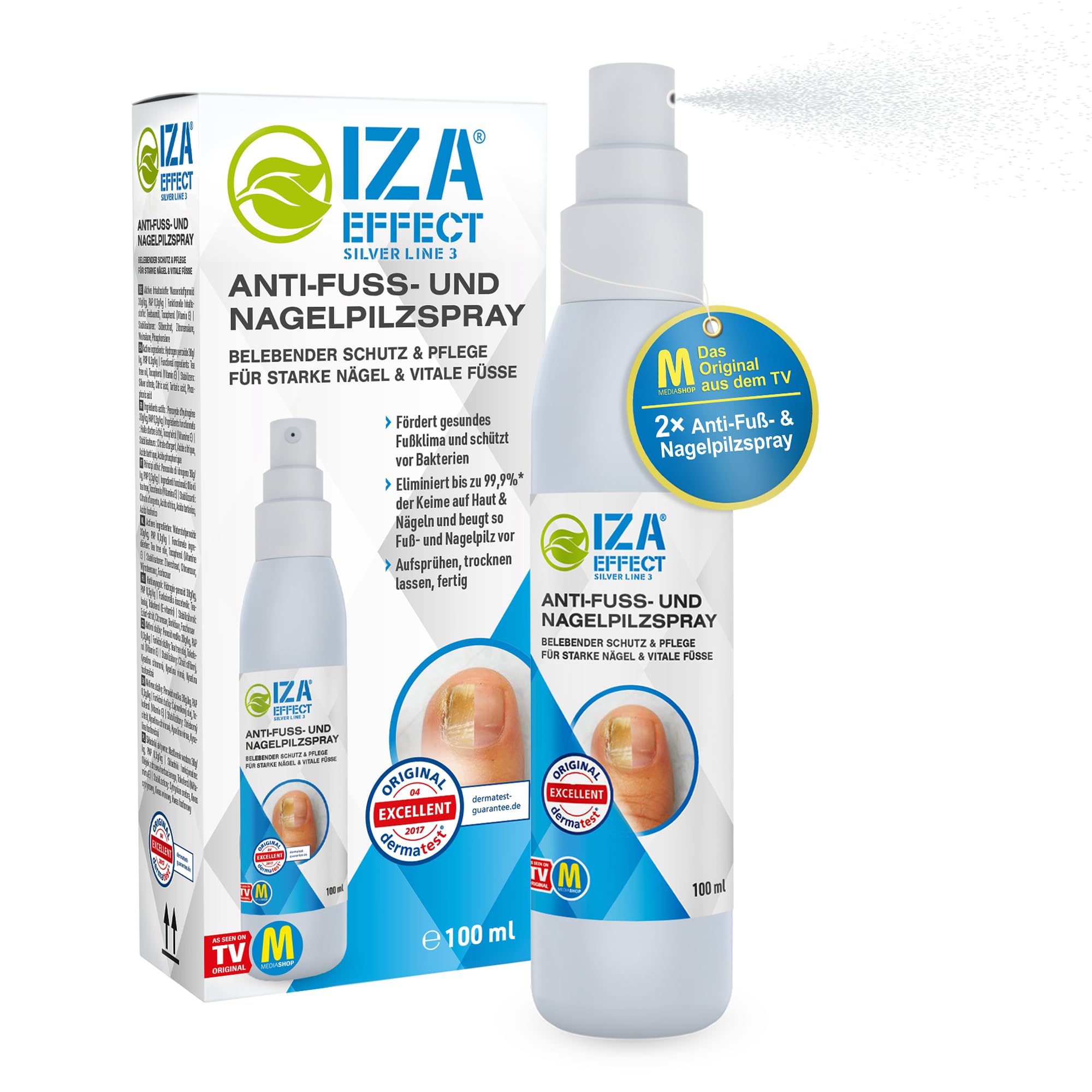 71P04MuvAJL._SY2000_.jpg IZA Effect Fussraum-Pflegespray 2x100ml – Tägliche Fusshygiene & Nagelpflege – Bild 1