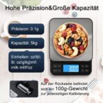 BOMATA Digitale Küchenwaage 5 kg mit Prozentfunktion – Hochpräzise Bäckereiwaage USB-aufladbar – Bild 2