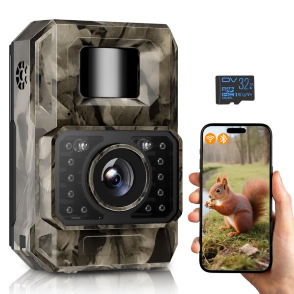 MAXDONE Wildkamera 4K 64MP mit WLAN & Bluetooth – Nachtsicht Bewegungsmelder für Wildtierbeobachtung
