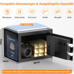 Tiskgg Mini-Tresor mit Zahlenschloss & Schlüssel – Sicherheitssafe mit feuerfester Tasche – Bild 3