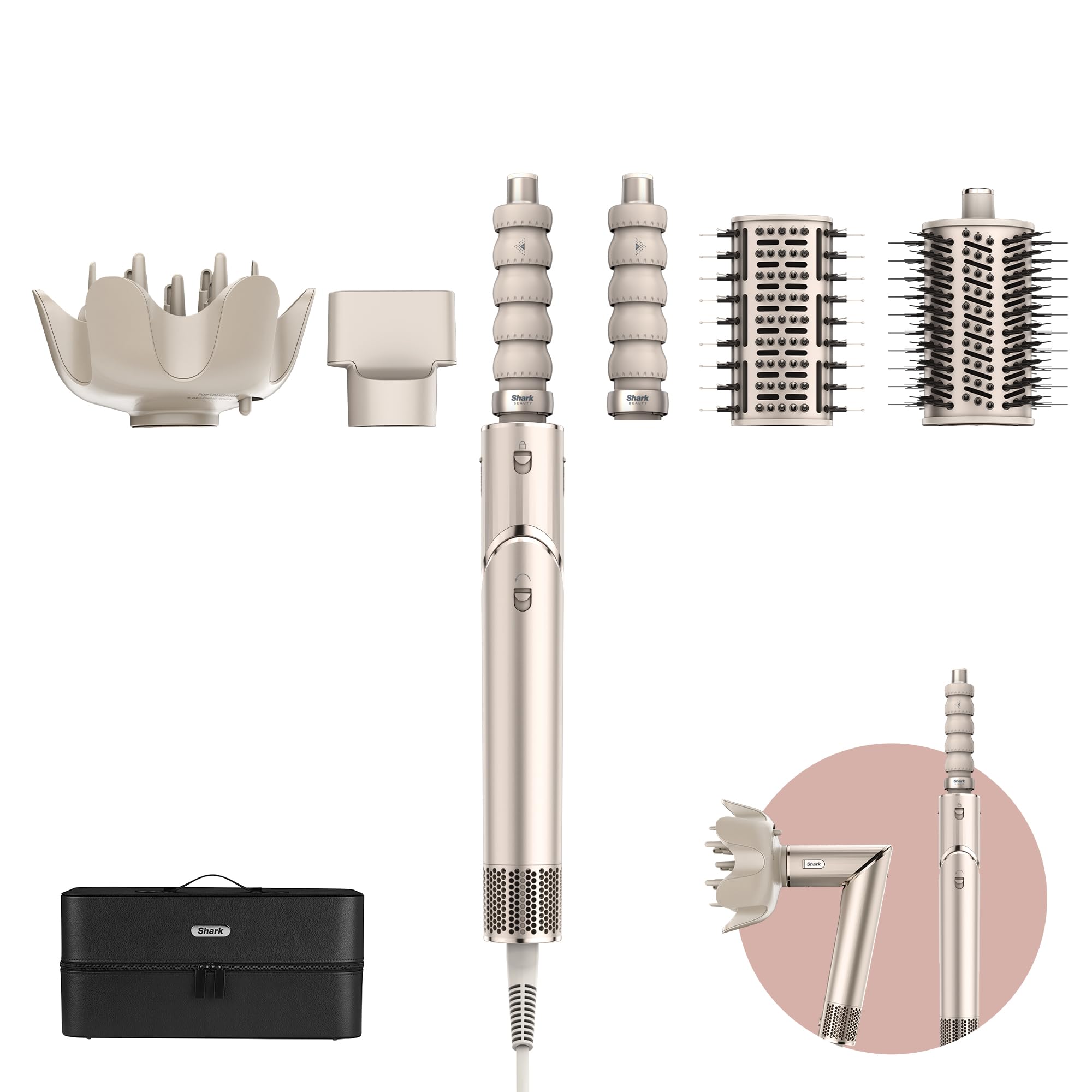 71PDXWfMPQL._SY2000_.jpg Shark FlexStyle 5-in-1 Luftstyler & Haartrockner mit Coanda-Technologie – Styling ohne Hitzeschäden, 1400W, Champagner HD446SLEU – Bild 1