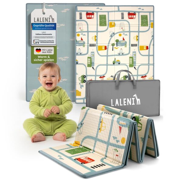 Laleni Krabbelmatte 120x150 cm – Wasserdichte Spielmatte Baby mit Wärmeschutz