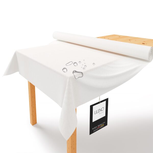 LILENO HOME Tischdeckenrolle 1,10 x 25 m Weiss – Vlies Tischdecke abwaschbar