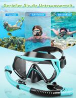 Hydomi Schnorchelset Erwachsene mit 180° Panoramablick & Dry Top System – Anti-Fog Tauchmaske – Bild 6
