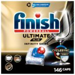 Finish Ultimate Plus Infinity Shine Geschirrspültabs – 146 Caps mit CycleSync-Technologie