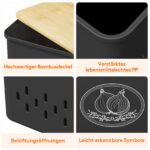 Lifewit 3er Set Aufbewahrungsboxen für Kartoffel, Zwiebel & Knoblauch – Stapelbar mit Bambusdeckel – Bild 4