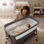 Moby-System Mili Babybett 0–6 Monate – Klappbares Reisebett mit Matratze & Rollen – Bild 2