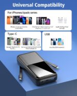 CFIAI Power Bank 26800mAh mit 22,5W Schnellladung – 4-in-1 Ladegerät für iPhone & Android – Bild 6