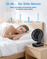 ArsMotin Akku-Tischventilator mit Oszillation – Leise 30 dB, 4500mAh, USB-C für Büro & Zuhause – Bild 3
