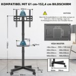 BONTEC TV Ständer rollbar 24-60 Zoll – Höhenverstellbar, neigbar & mobil mit Medienablage – Bild 6