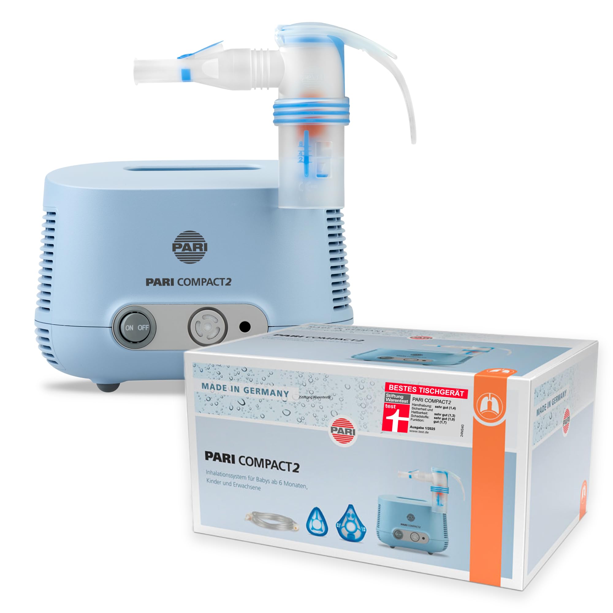 71QMZRDhHuL._SY2000_.jpg PARI Compact 2 Inhalator – Kompressor-Vernebler für Atemwegstherapie ab 6 Monaten – Bild 1