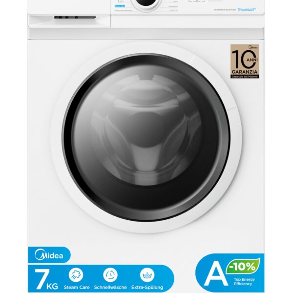Midea MF10EW70BA10 Waschmaschine 7 kg – Inverter Quattro Motor mit Dampffunktion