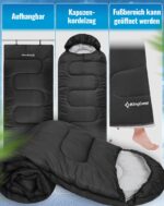 KingCamp Deckenschlafsack 220x75cm – 3-Jahreszeiten Camping Schlafsack koppelbar – Bild 6