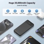 Sprockly Powerbank 20000 mAh mit 3 integrierten Kabeln – 22,5 W Schnellladung für alle Geräte – Bild 2